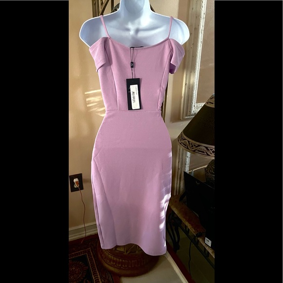 A|X PARIS Lilac Off The Shoulder Strappy Wrap Around Dress - Picture 9 of 15